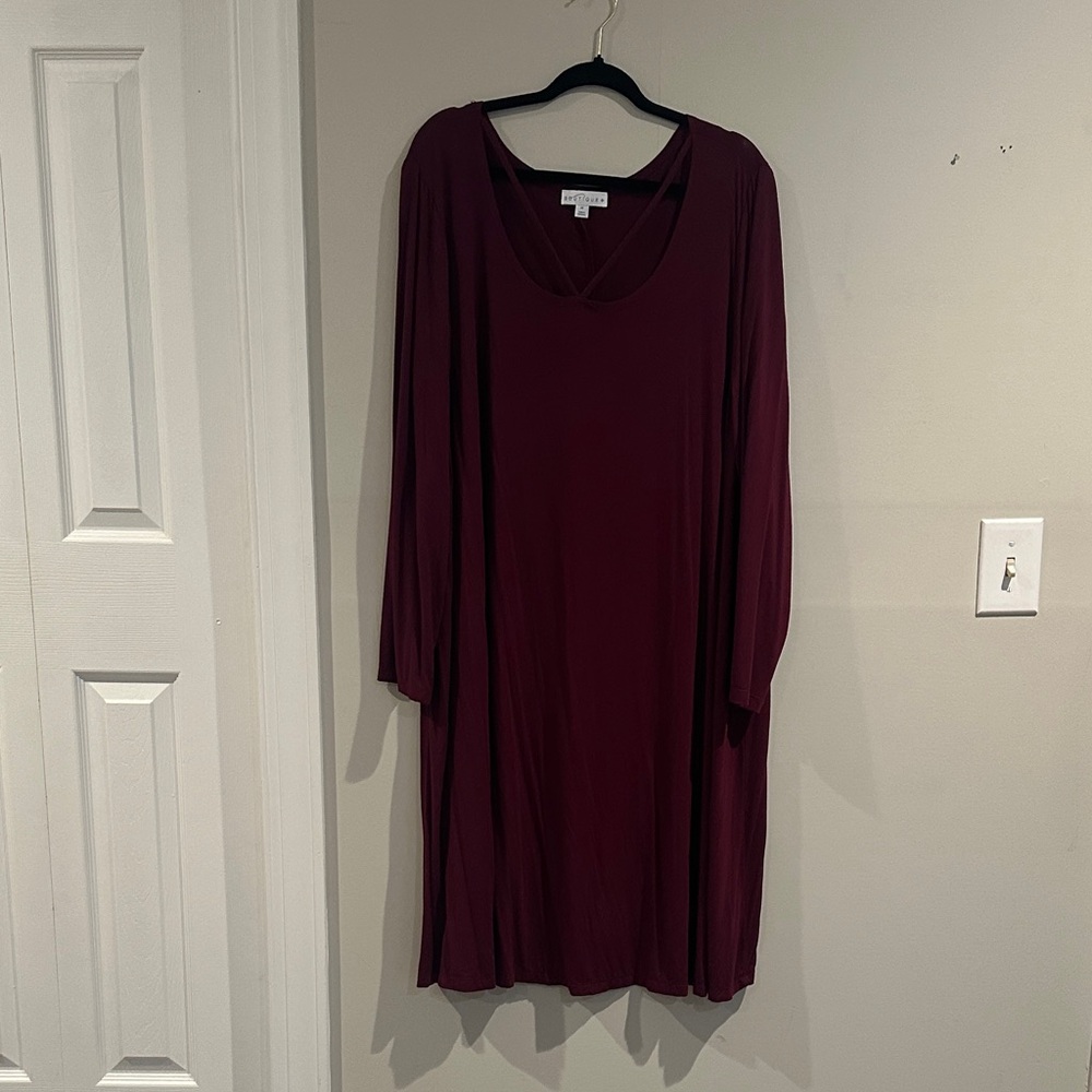 Chic Long Sleeve Wine Dress